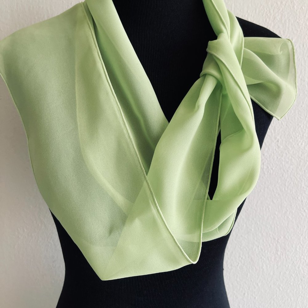 Lot of 4 silk scarves yellow/green//red/blue silk - Picture 9 of 12